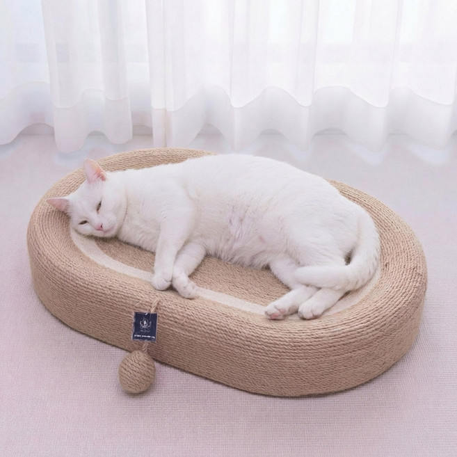 딩동펫 고양이 사이잘 눕눕 스크래쳐 캣닢 침대, 크림화이트, 1개