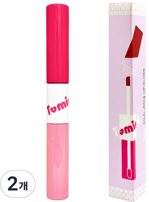 투미니 듀얼 쥬시 립글로스 10g, 베이비핑크 + 체리핑크, 2개