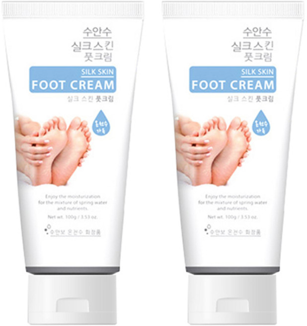 수안수 실크 스킨 온천수 풋크림, 2개, 100g