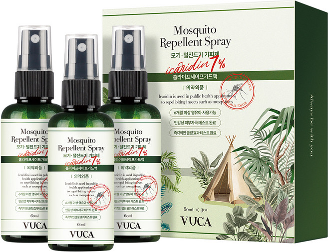 뷰카 세이프 가드액 모기 기피제 레몬향, 60ml, 3개