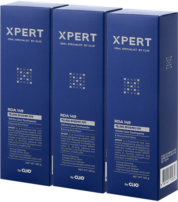 크리오 엑스퍼트 화이트케어 치약, 100g, 3개