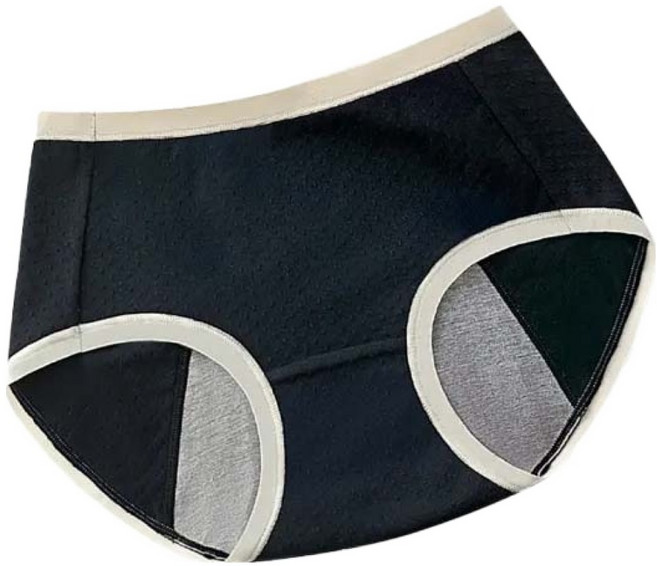 5A石墨烯抗菌加寬加大防漏生理內褲, 黑色