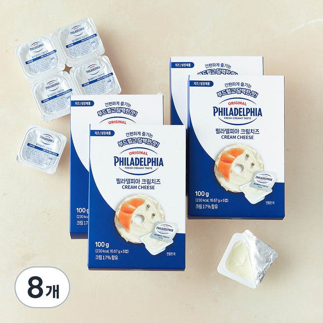 필라델피아 크림치즈, 16.67g, 6개입, 8개