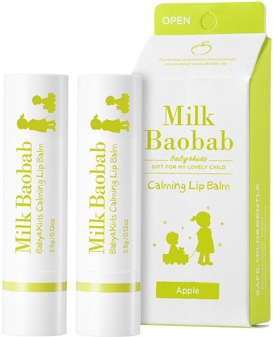 밀크바오밥 베이비 앤 키즈 카밍 립밤, 사과향, 3.5g, 2개