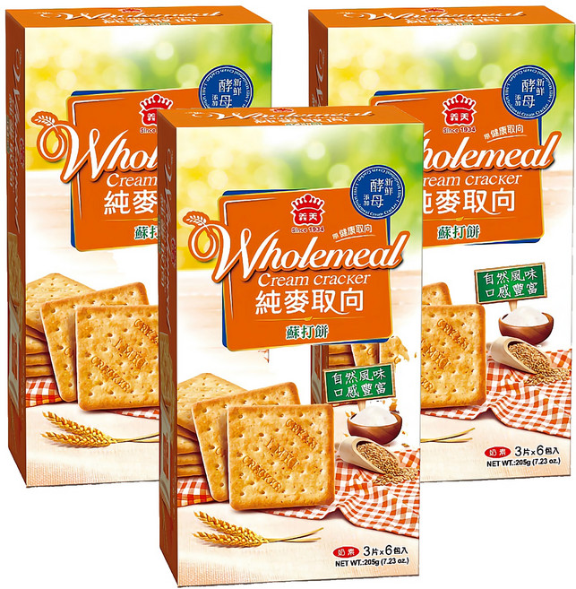 義美 純麥取向蘇打餅乾, 205g, 3盒
