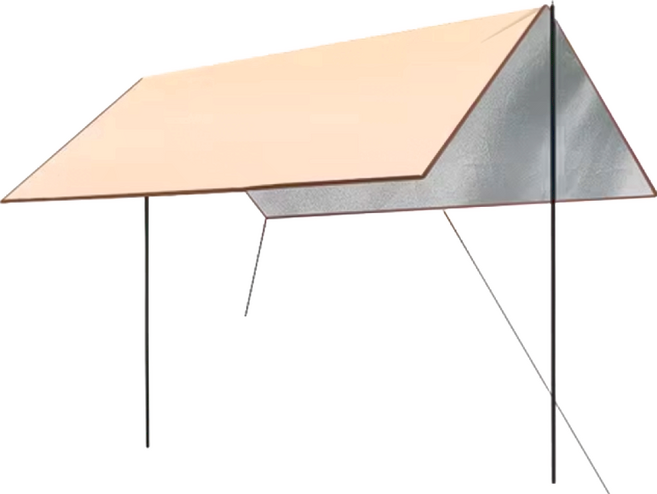 Besthot 4~6人戶外露營抗雨遮陽大型塗銀天幕 210D牛津布+銀膠 卡其色 重量2.2Kg