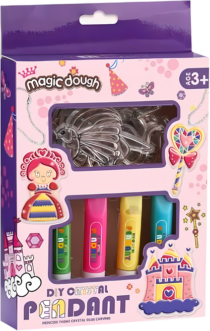 love color 樂彩森林 DIY塗色吊飾 魔法公主 3歲以上適用, 黃色 + 綠色 + 藍色 + 粉色, 1盒