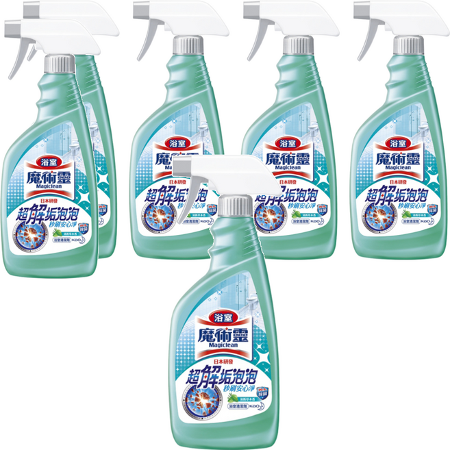 Kao 花王 Magiclean 魔術靈 台灣公司貨 浴室清潔劑 噴槍瓶 清新草本, 500ml, 6瓶