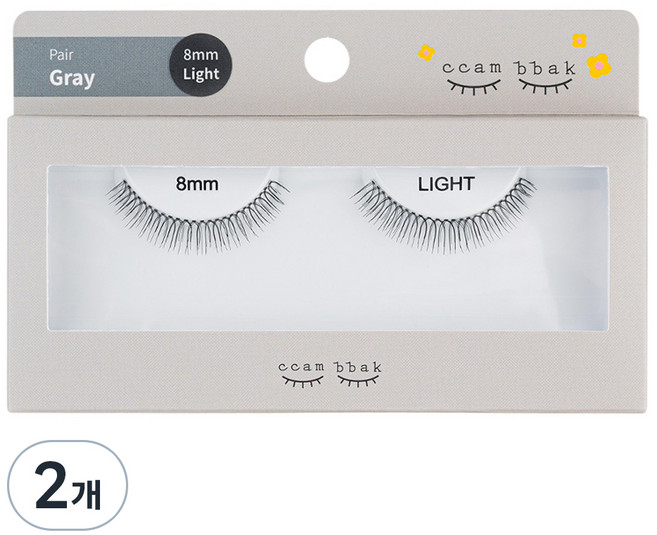 깜빡 인조 통짜 속눈썹 패키지버전 8mm 통짜 라이트, 2개, 블랙