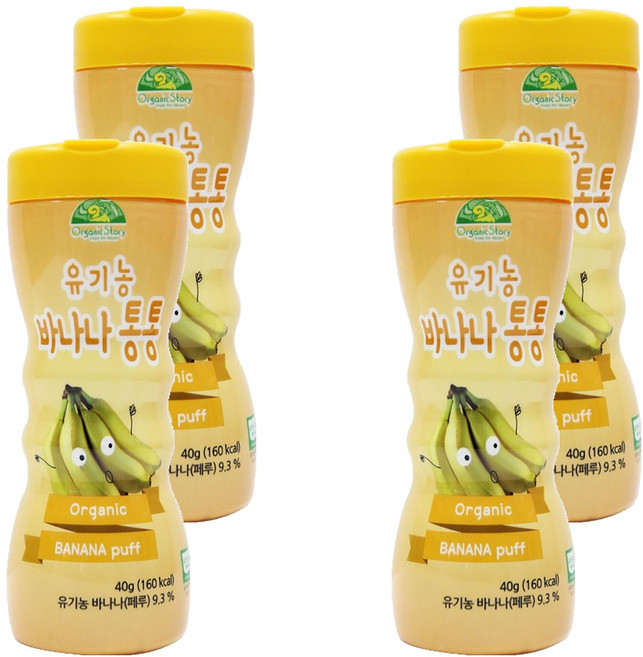 오가닉스토리 유아용 유기농 바나나통통, 바나나맛, 40g, 4개
