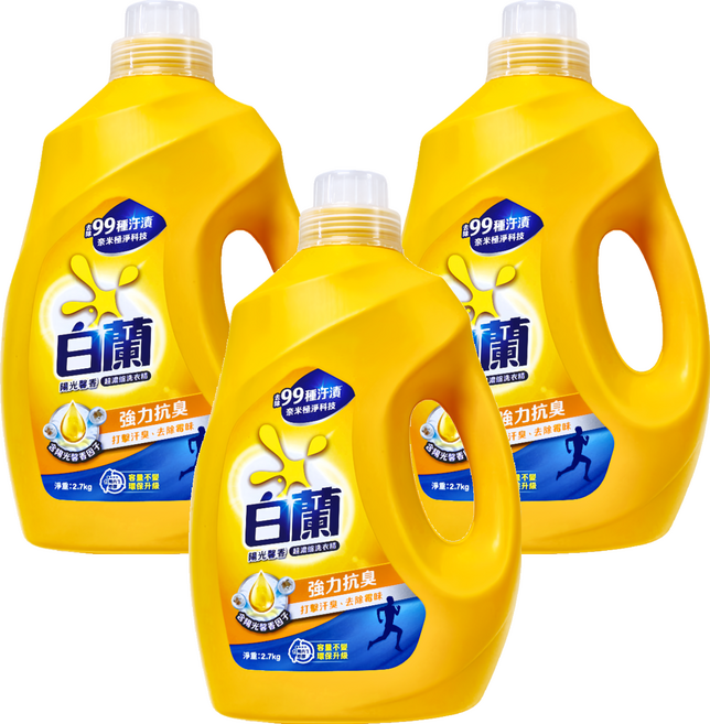 白蘭 超濃縮洗衣精 陽光馨香, 2.7kg, 3桶