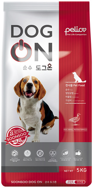 펠리코 전연령 도그온 건식사료, 오리, 5kg, 1개