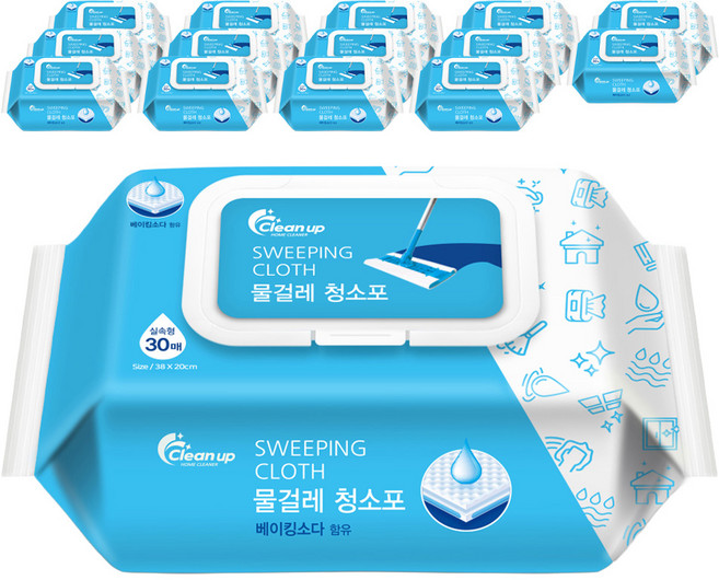 Cleanup 물걸레 청소포 실속형 30p, 15개
