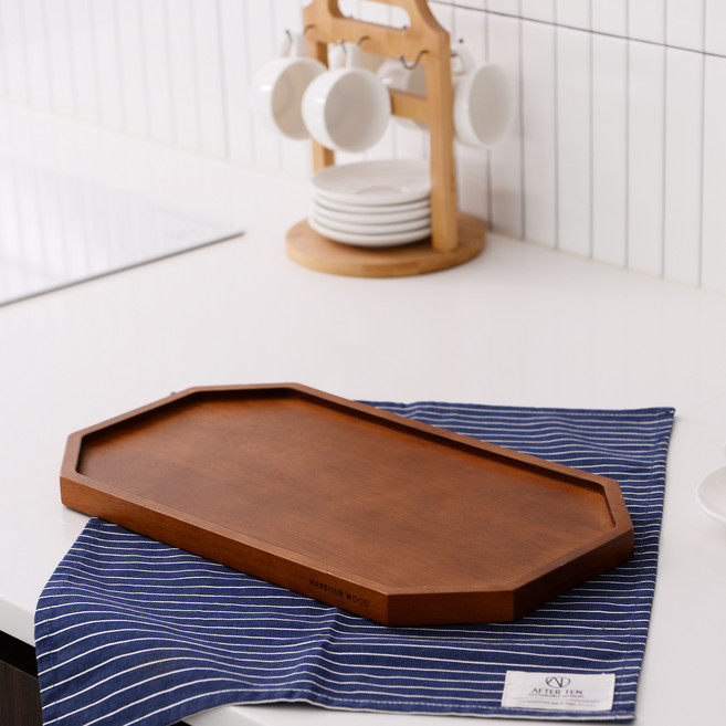 아이코닉하우스 하버 우드 팔각 쟁반, 월넛, 1개
