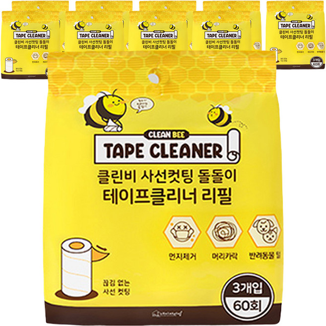 네이쳐리빙 클린비 사선컷팅 돌돌이 테이프클리너 리필 3p, 10개