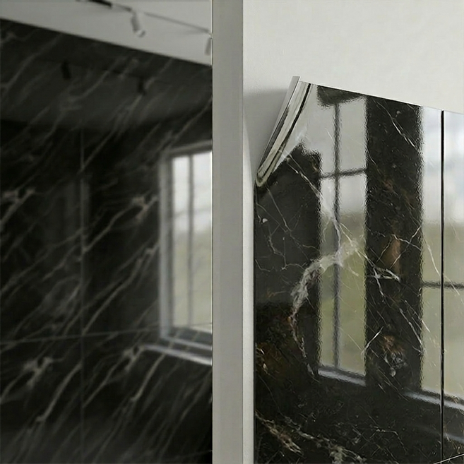 온아름 타일 시트지 붙이는 주방 욕실 대리석 스티커 벽지 10P, 블랙마블