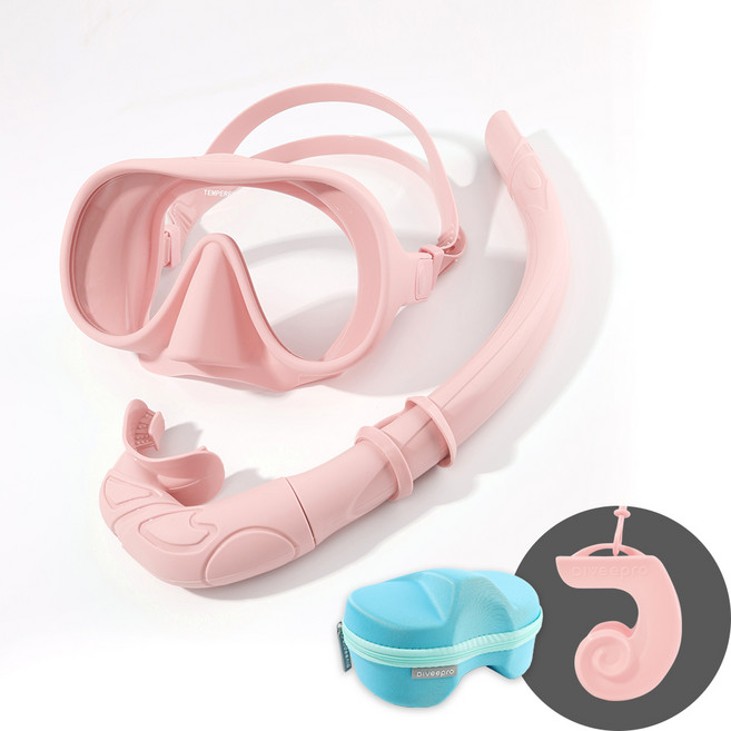 다이비프로 포켓다이브 휴대용 스노쿨링 마스크, 베이비 핑크