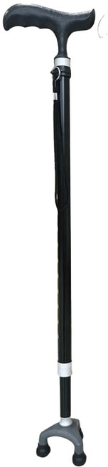 感恩使者 三腳立式旋轉伸縮手杖 鋁合金 單手杖 單手拐 ZHCN1918 70.5 x 13.7 x 8.8cm 423g, 黑色, 1支