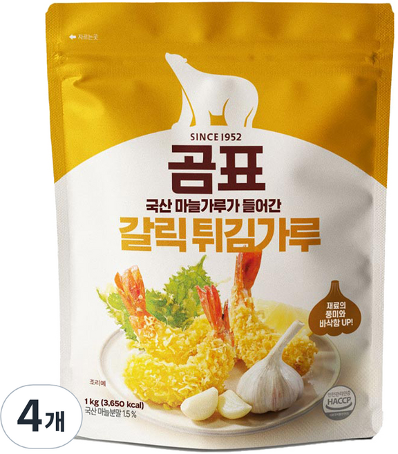곰표 갈릭 튀김가루, 1kg, 4개