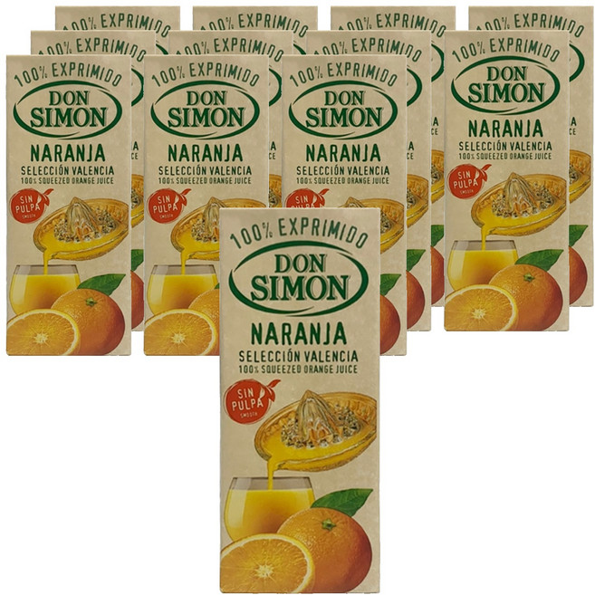 돈시몬 생과일 착즙 100% 오렌지주스, 200ml, 12개
