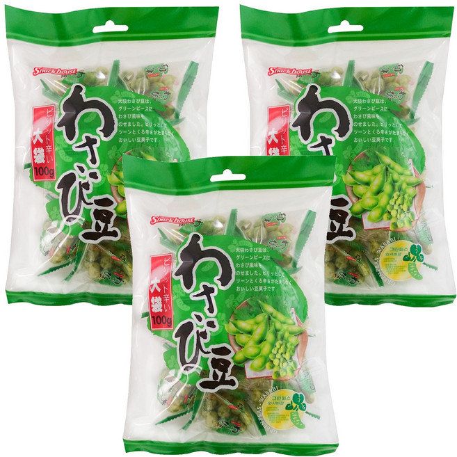 스낵하우스 그린피스 와사비 스낵, 100g, 3개