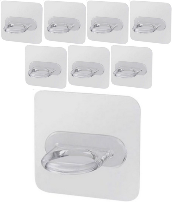 라이프라임 행거 옷걸이 후크 투명 원형고리 강력접착, 8개