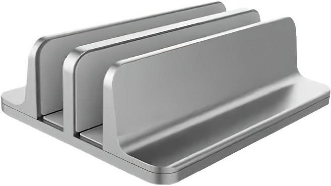 BeOK 直立式鋁合金筆電散熱收納架 雙槽, 銀色, 1個