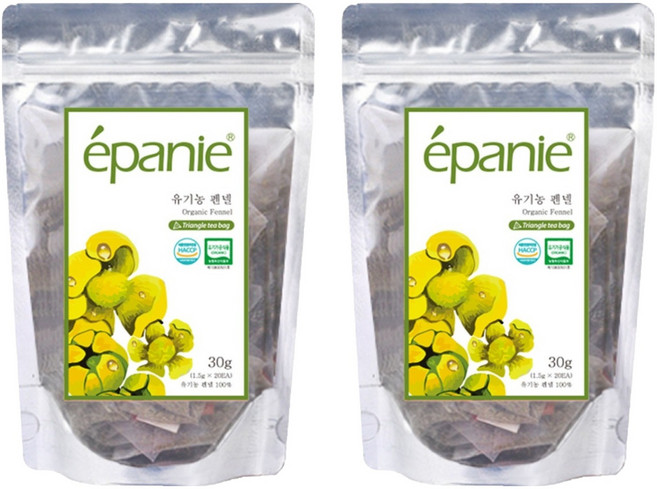 에빠니 유기농 펜넬 삼각망 티백, 1.5g, 20개입, 2개