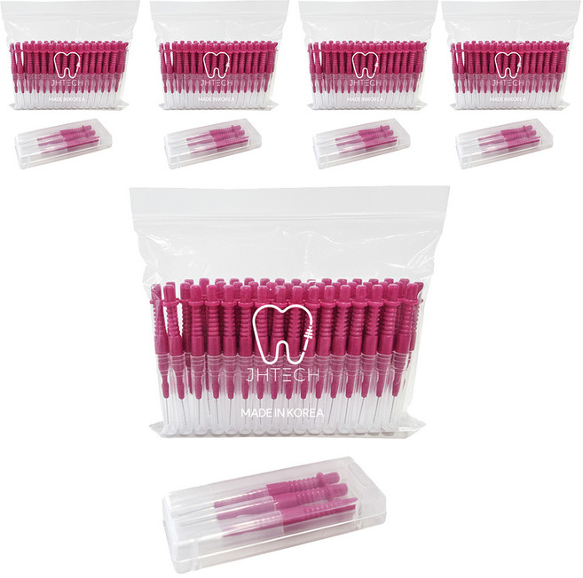 주현테크 스마일브러쉬 치간 칫솔 I형 SSSS 레드, 0.6mm, 50개입, 5개