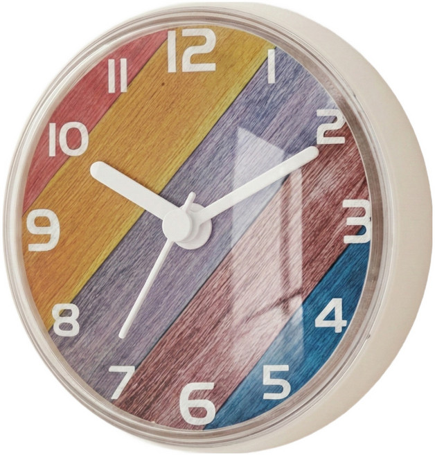 YS 흡착식 방수 욕실 시계, 레인보우 화이트