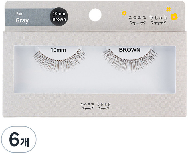 깜빡 인조 통짜 속눈썹 패키지버전 10mm, 6개, 브라운