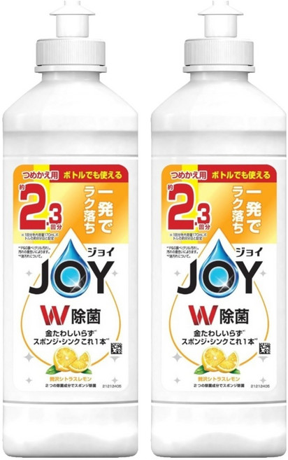 JOY W 除菌潔淨洗碗精補充瓶 檸檬, 2個, 300ml