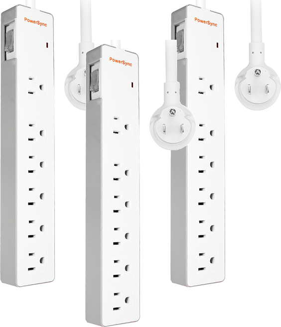 PowerSync 群加 防電擊雙色延長線 1開6插 KTC-98316, 1.8m, 3個, 白色