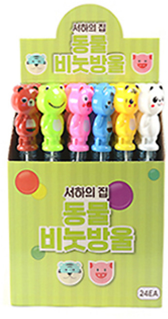 서하의집 동물비눗방울 24P, 혼합색상, 1세트