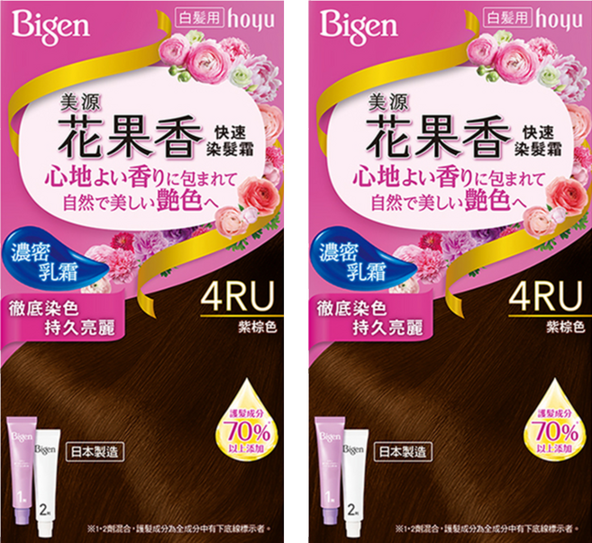 Bigen 美源 花果香快速染髮霜, 4RU紫棕色, 2盒