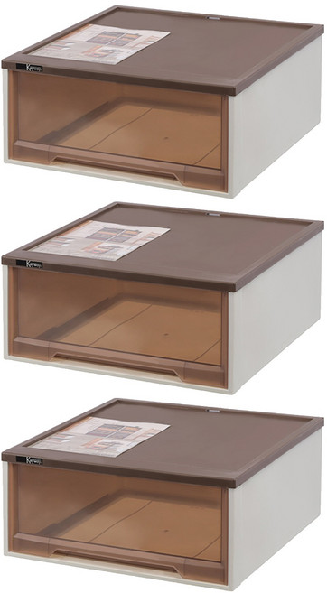 KEYWAY 聯府 紐約抽屜整理箱 43L 533 x 520 x 240mm, 咖啡色, 3個
