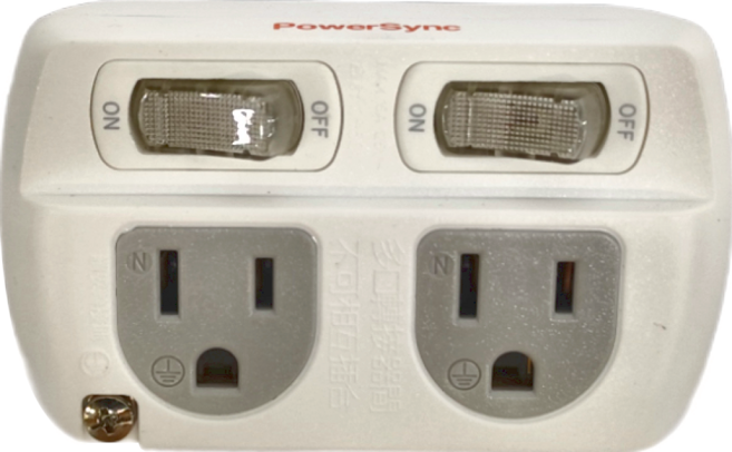 PowerSync 群加 2開2插3P轉2P壁插 TC2390 10.2 x 5.8 x 3.4cm 白色, 1個