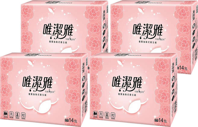 VIRJOY 唯潔雅 抽取式衛生紙 100張, 14包, 4袋