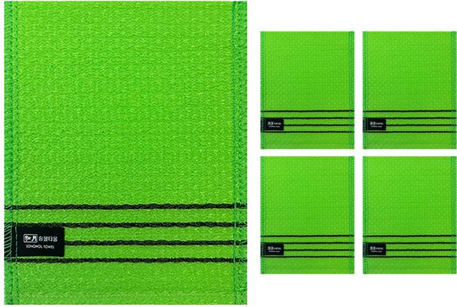 송월타월 다이아몬드 때밀이 50, 연두, 5개입, 1세트