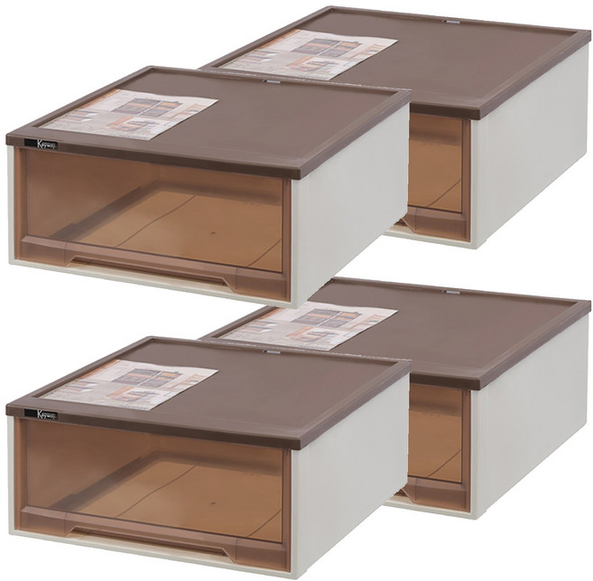KEYWAY 聯府 紐約抽屜整理箱 43L 533 x 520 x 240mm, 咖啡色, 4個