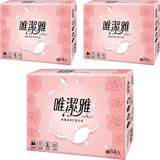 VIRJOY 唯潔雅 抽取式衛生紙 100張, 14包, 3袋