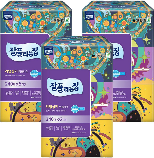 잘풀리는집 천연펄프 미용티슈 2겹, 240매입, 18개