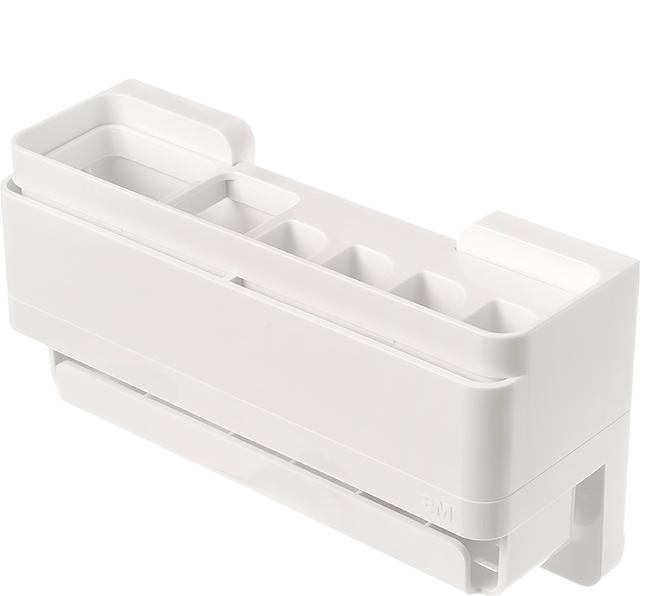 3M Command 無痕 極淨防水收納系列 牙刷收納架 190 x 105 x 63mm, 白色, 1盒