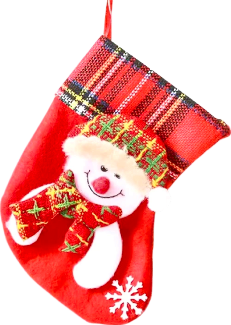 裝飾聖誕襪 5支裝, 雪人 紅色, 1組