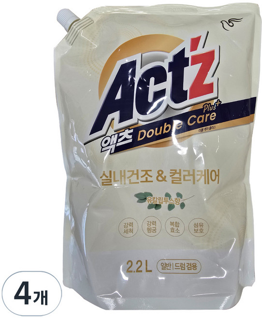 액츠 더블케어 플러스 액상세제 리필 유칼립투스향, 2.2L, 4개