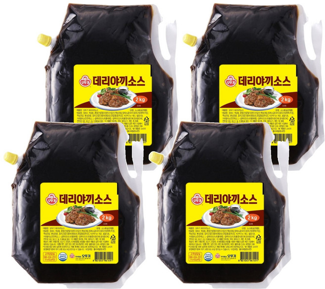 오뚜기 데리야끼소스 스파우트팩, 2kg, 4개