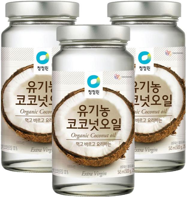 청정원 유기농 코코넛오일, 545ml, 500g, 3개
