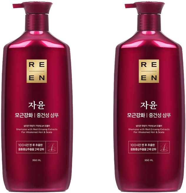 리엔 자윤 모근강화 중건성 샴푸, 950ml, 2개