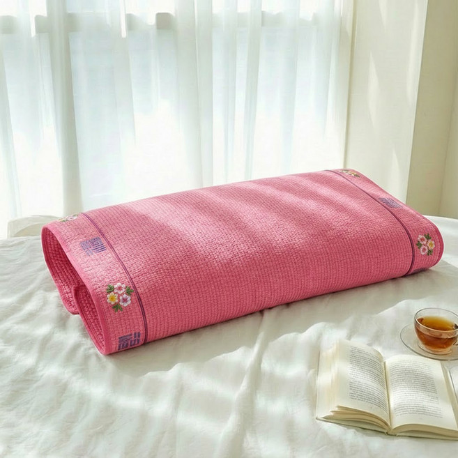베고자니 피그먼트 충무자수 편백메밀 사각베개, 분홍, 1개