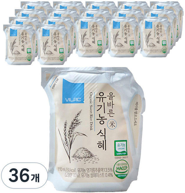 비락 올바른 유기농 식혜, 110ml, 36개